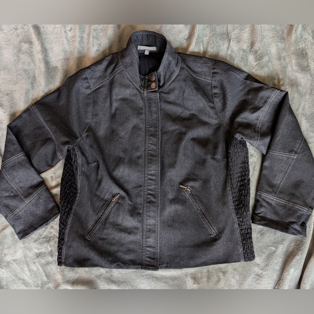 New York Collection Women’s 1X Black Denim Zip Jacket